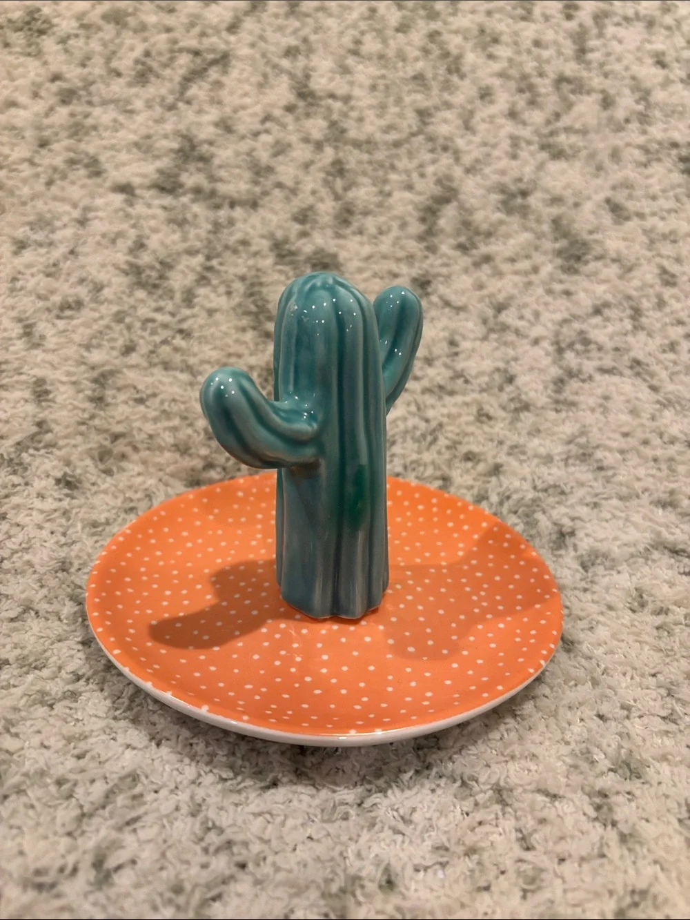 Southwest Ceramic Teal Cactus Ring Jewelry Trinket Dish NWT Sass & Belle 5x4”